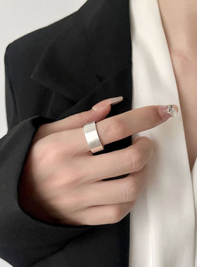 S925纯银拉丝宽面戒指