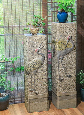 new中式仿石展示柱摆件