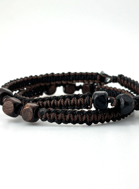 跨境单条多股缠绕编织手链波西米亚多层叠戴木珠手串