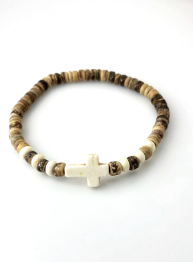 欧美时尚时尚个性风黑磨砂黑石手链两件套弹力叠戴手串手饰