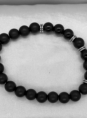 古铜隔珠雪花石圆珠手串回纹桶珠 8mm弹力串珠手链男女