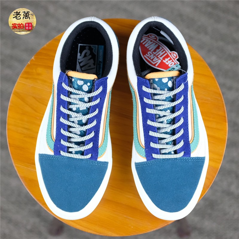 老万VANS ComfyCush Old Skool 绿白蓝轻量休闲板鞋 VN0A3WMAWWF - 图1