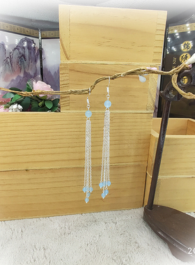 s925银钩新白蛇传同款耳环孙骁骁白素贞古装长款耳饰汉服配饰耳夹
