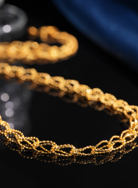 VISING意大利工艺爆闪小米钻百搭项链锁骨链金色银色纯手工S925银