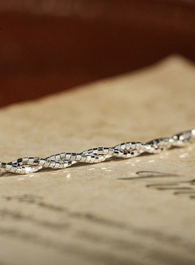 VISING进口麻花带骨颈圈S925银锁骨链百搭时尚S925银