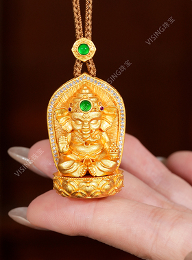 VISINGS925象神吊坠项链毛衣链摆件新中式国风