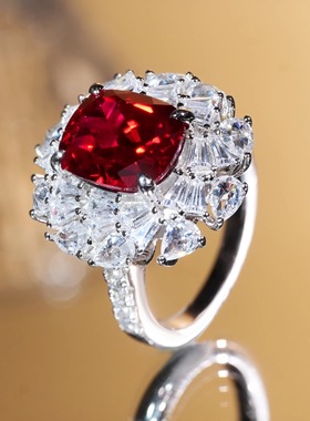 VISING珠宝【AGL国际证书】实验室培育红宝石5.7ct戒指S925银