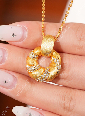 VISING古法手工拉丝工艺福气卷吊坠项链新中式国风