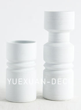 粤萱简约现代白色系陶瓷摆件花器售楼处样板间酒店家庭客厅软装