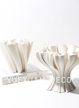 粤萱简约现代3D打印陶瓷花器售楼处样板间展厅书房家庭客厅软装