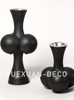 粤萱简约现代黑色系轻奢陶瓷花器装饰样板间酒店售楼部家庭书房