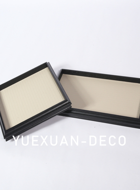 粤萱简约现代实木皮革托盘置物盘售楼处样板房民宿客厅茶几软装