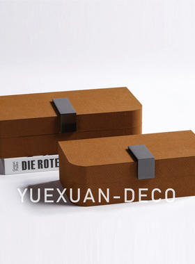 粤萱简约现代实木皮革首饰盒收纳盒摆件售楼处样板间衣柜酒店家庭