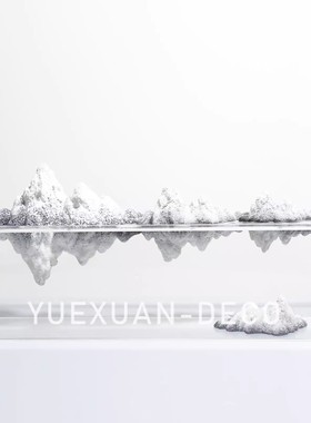 粤萱新中式诗意画卷山石摆件样板房间书房茶室家居柜子软装饰品