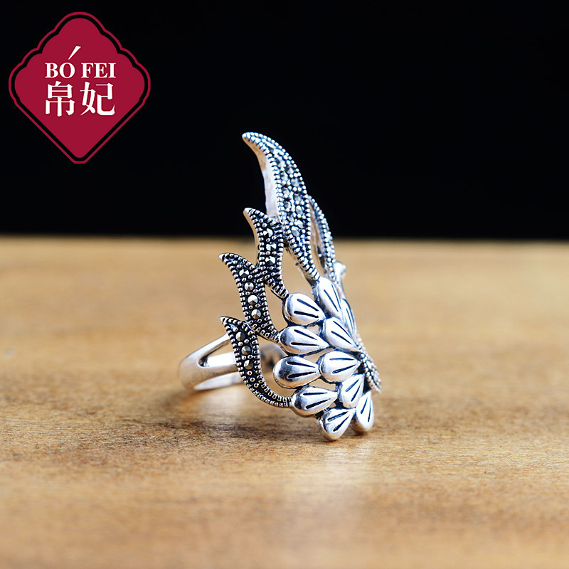 帛妃925银复古泰银民族风古典指环 帛妃戒指/指环