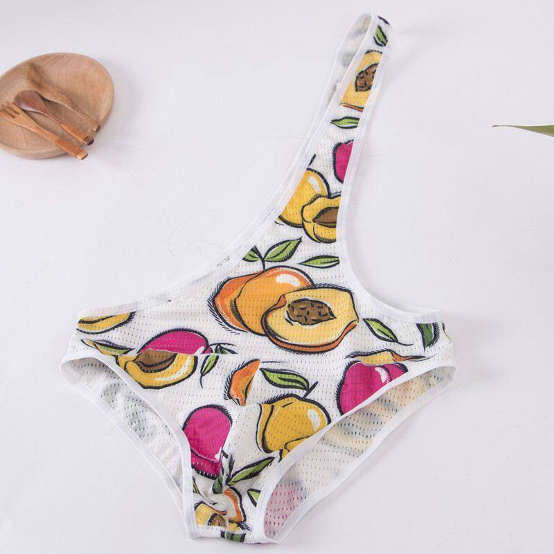 正品夏季网孔男士内衣连体衣家居休闲透气印花时尚平角内裤