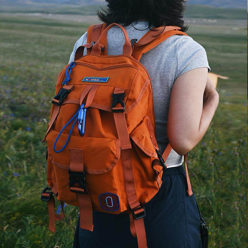 KOUGA口嘎短途旅行包女轻便出门 桔色大容量徒步登山防水双肩包男,淘宝优惠券,粉丝福利购,淘宝优惠卷