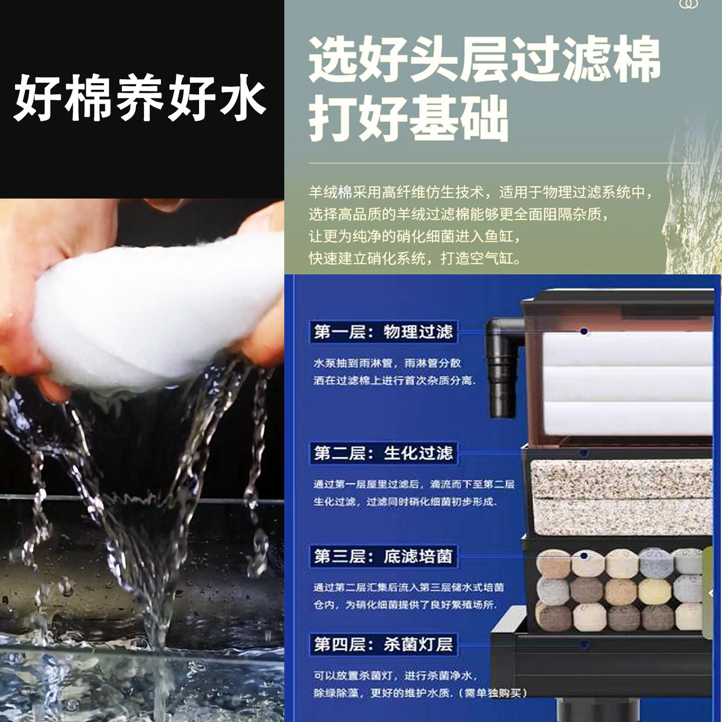 手撕羊绒棉鱼缸过滤棉滤桶专用高密度加厚白海绵过滤材料净生化棉,淘宝优惠券,粉丝福利购,淘宝优惠卷