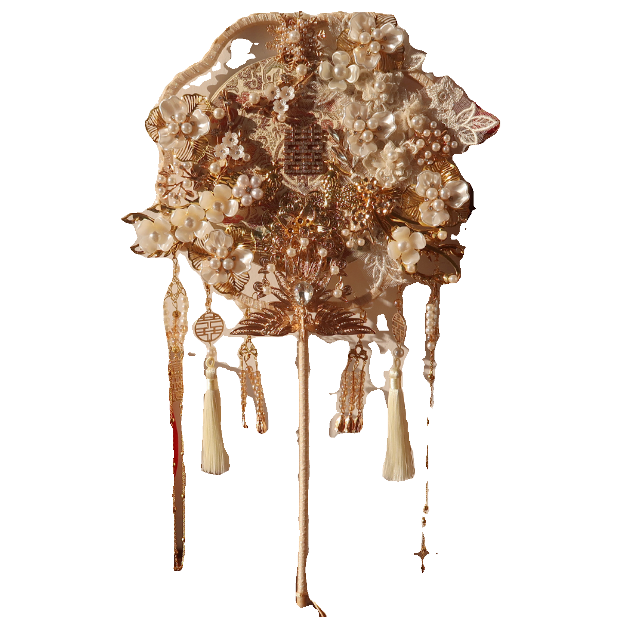 团扇新娘结婚diy材料包古风手工高级手捧花出嫁中式双面重工喜扇,淘宝优惠券,粉丝福利购,淘宝优惠卷