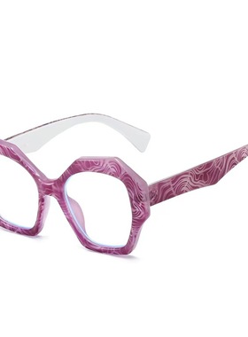 几何边框平光眼镜时尚条纹太阳镜