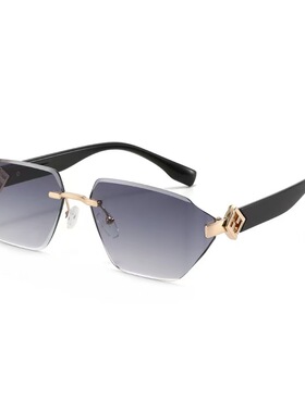 不规则无框曲面侧边精致太阳眼镜