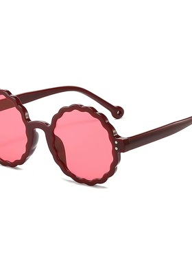 欧美个性百搭圆框花朵太阳眼镜