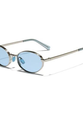 简约紫色太阳眼镜时尚金属椭圆形