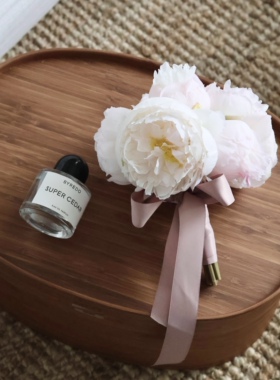 ARISUSPACE 四月芍药 仿真花银器花瓶北欧小众桌面摆件婚礼手捧