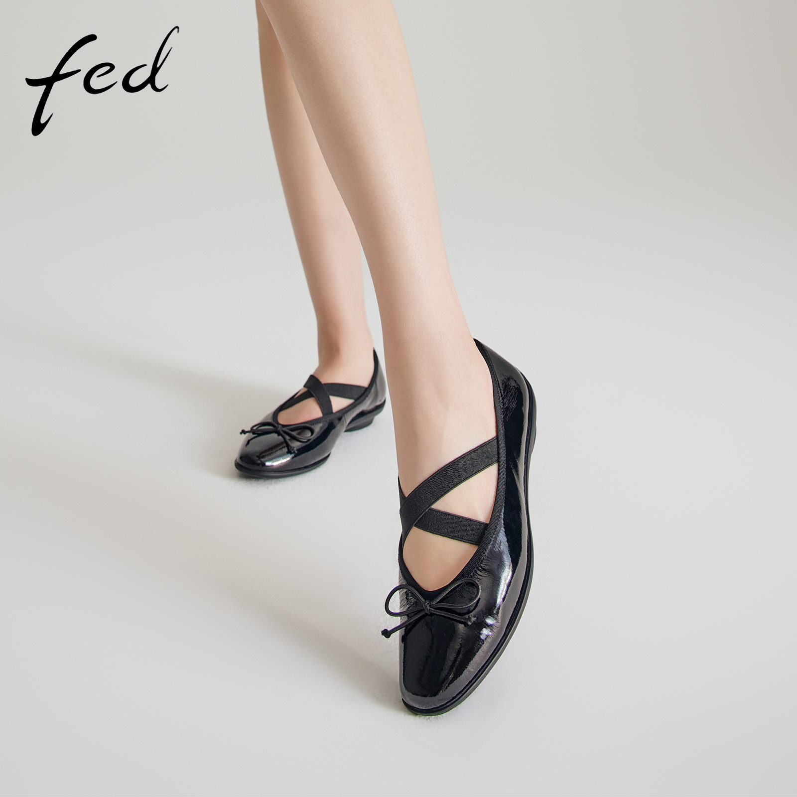 fed黑色玛丽珍鞋春季新款女鞋平底芭蕾舞鞋真皮单鞋女S0205-ZC725 - 图2