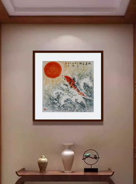 周星辰纯手绘国画斗方鸿运当头