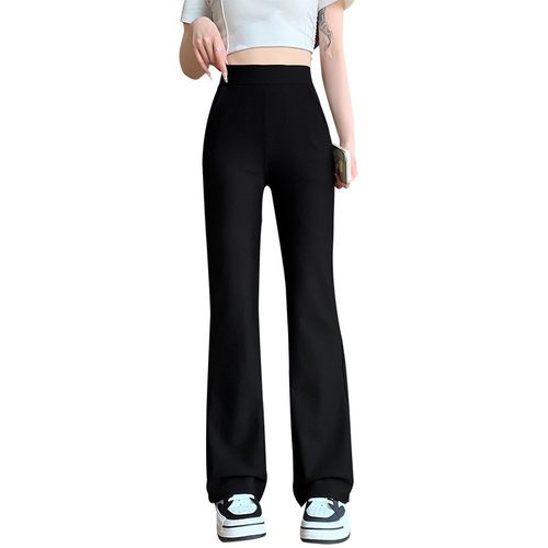 大码女装胖mm黑色瘦腿长裤秋季新款高腰马蹄裤高弹显瘦微喇叭裤子 - 图3