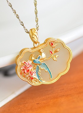 s925银和田玉白玉吉祥如意锁