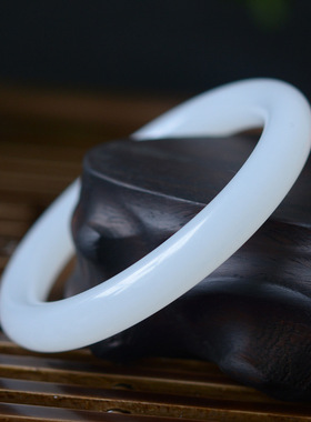 阿富汗白玉圆条手镯直播货源