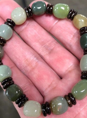 和田玉原石小籽料手链洒金皮