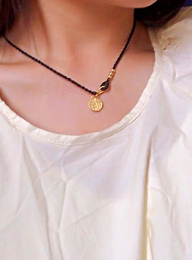 编织绳黑色七夕锁骨链周家同款