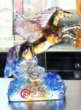 琉璃飞马客户朋友同学升迁摆件