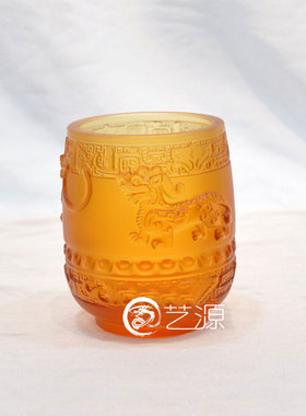 商务高档笔筒定做刻字琉璃工艺品