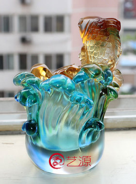 琉璃年年有余送朋友同事风摆件