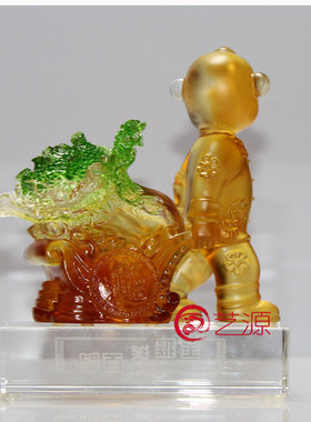 琉璃百财送长辈客户同事风摆件