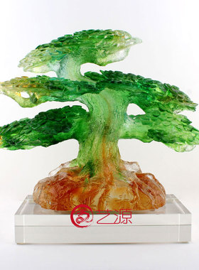 琉璃迎客松商务开业刻字装饰品