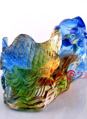 招财镇宅商务办公桌玻璃工艺品