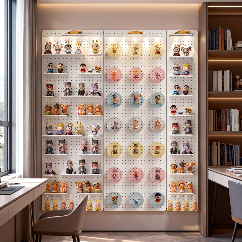 盲盒手办洞洞板置物架上墙面收纳架泡泡马特公仔展示架家用陈列架,淘宝优惠券,粉丝福利购,淘宝优惠卷