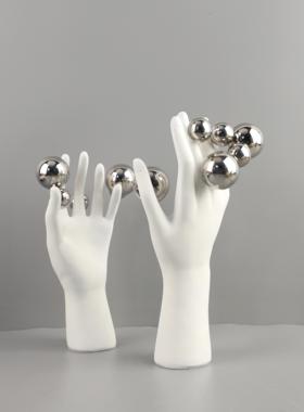 创意抽象树脂白色手掌雕塑摆件