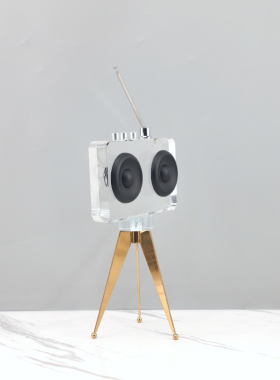 几何三脚水晶收音机装饰播放机