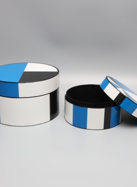 欧式蓝黑色拼接收纳盒样板房桌面