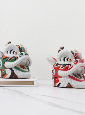 新中式国潮树脂舞狮工艺品摆件