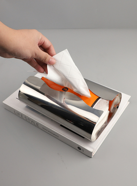 创意不锈钢镜面纸巾盒摆件家居