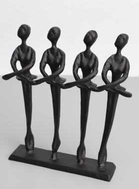 欧式铸铁黑色四人跳舞摆件样板房