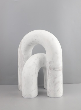 天然爵士白大理石拱门拱形摆件