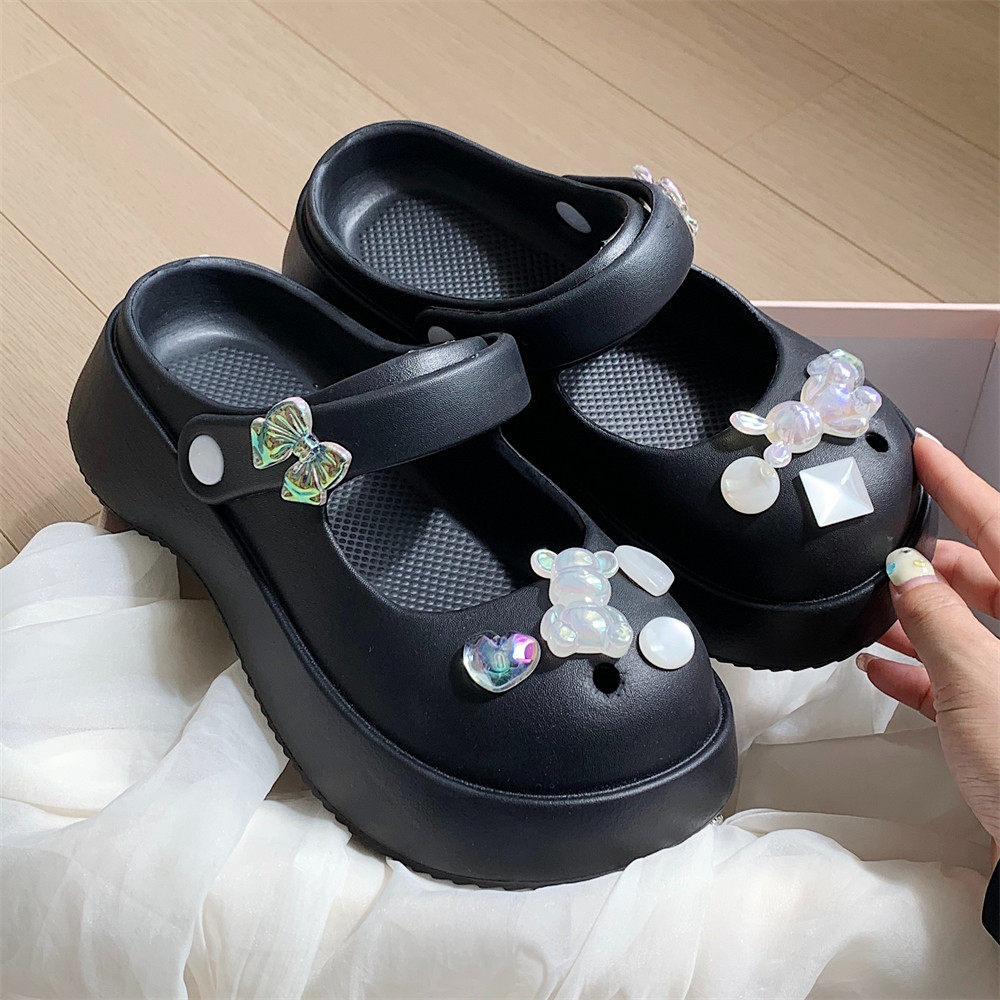 玛丽珍凉鞋厚底增高eva防滑沙滩鞋女夏季小熊爱心户外包头洞洞鞋,淘宝优惠券,粉丝福利购,淘宝优惠卷